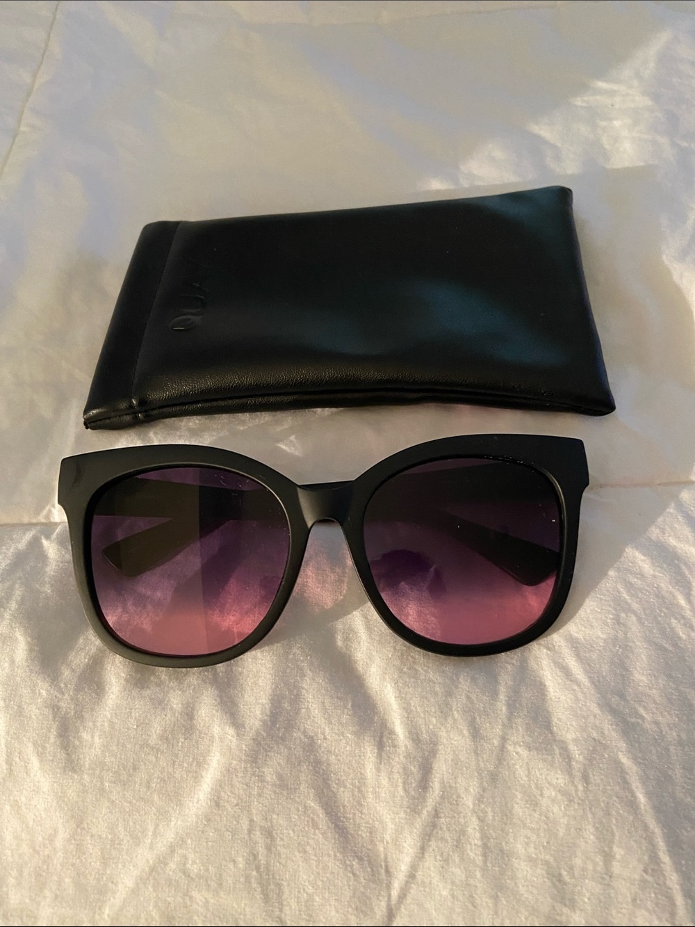 Quay Australia Black Frame Sunglasses with Purple Gradient Lenses